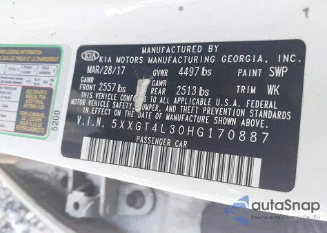 2017 Kia Optima Lx from USA, damaged, VIN 5XXGT4L30HG170887
